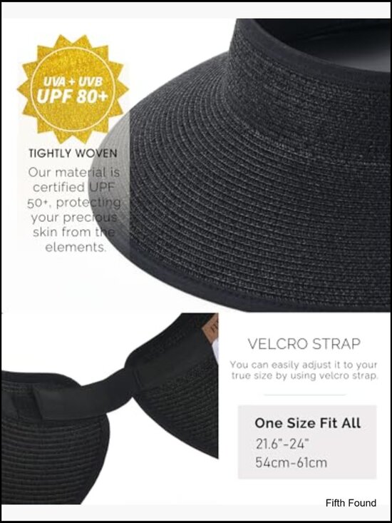 Wide Brim Straw Sun Hat Foldable UPF 80+ Beach Vacation Travel Visor main image 7
